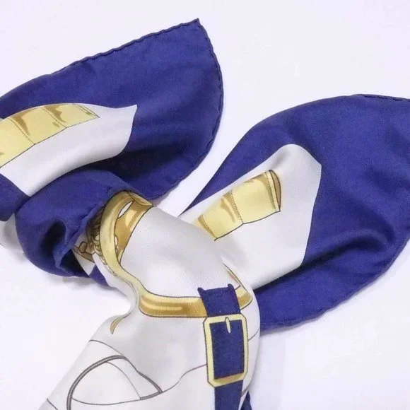 Auth HERMES Carre 90 Sellier Eperon d'Or Scarf Blue/White/Multicolor - Picture 7 of 12